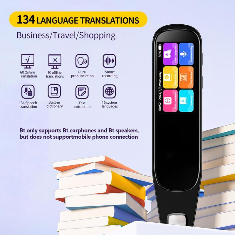 Christmas Gift, Translation Pen with Wifi, Versatile Translation Quick Check, Professional Translator Device Comparable to Professional Level 8 Translation Pen, 134 Languages Two-Way Intercom, Online Scanning Supports 60 Languages, Digital Products