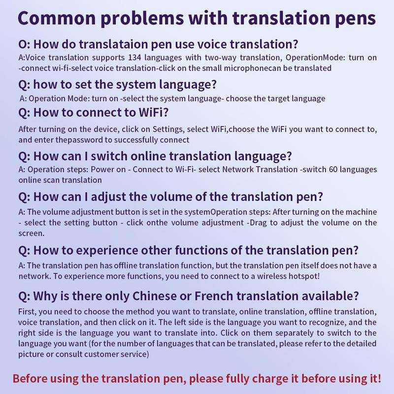 Christmas Gift, Translation Pen with Wifi, Versatile Translation Quick Check, Professional Translator Device Comparable to Professional Level 8 Translation Pen, 134 Languages Two-Way Intercom, Online Scanning Supports 60 Languages, Digital Products