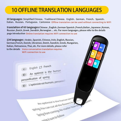 Christmas Gift, Translation Pen with Wifi, Versatile Translation Quick Check, Professional Translator Device Comparable to Professional Level 8 Translation Pen, 134 Languages Two-Way Intercom, Online Scanning Supports 60 Languages, Digital Products